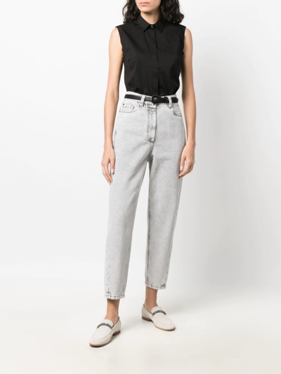 Shop Brunello Cucinelli Tapered Cropped Jeans In Grey