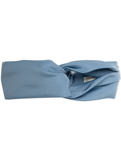 Shop Jennifer Behr Novella Silk Faille Headband In Blue