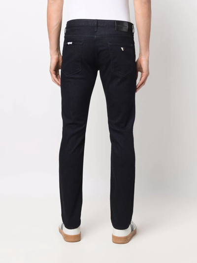 Shop Emporio Armani High-rise Fitted Jeans In Blue