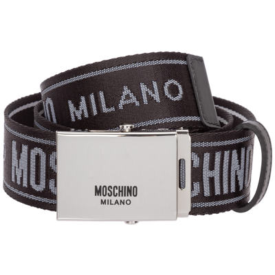 Shop Moschino Men's Belt   Logo Tape In Black