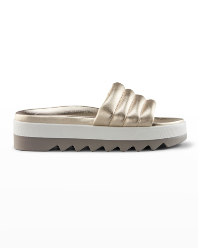 Shop Cougar Prato Metallic Flat Slide Sandals In Platino