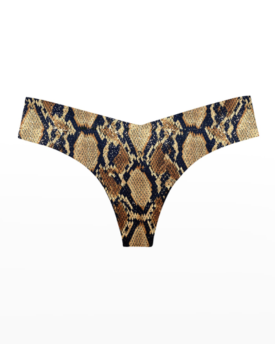 Shop Commando Seamless Printed Thong In Snakeskin