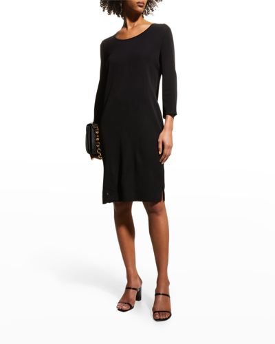 Shop Misook 3/4-sleeve Knit Sheath Dress In Black