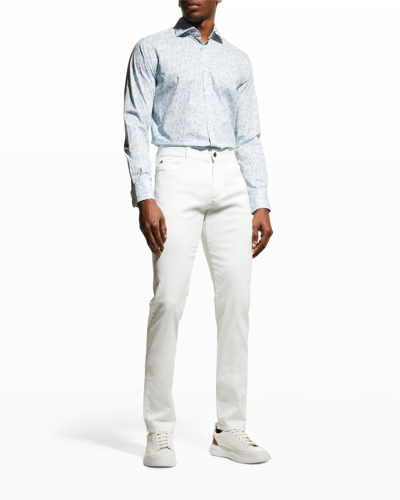 Shop Canali Men's Cotton-silk 5-pocket Pants In White