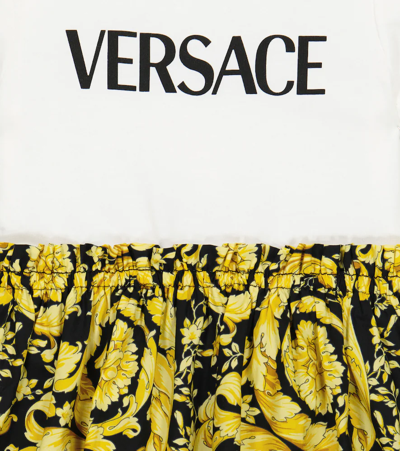 Shop Versace Baby Barocco Jersey T-shirt Dress In Bianco+nero+oro