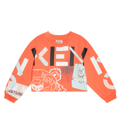 Shop Kenzo Printed Cotton-blend Sweatshirt In Coral Red