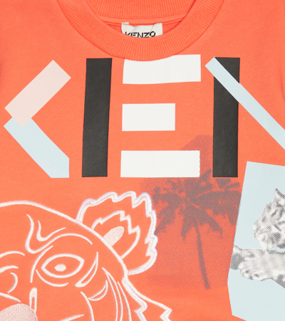 Shop Kenzo Printed Cotton-blend Sweatshirt In Coral Red