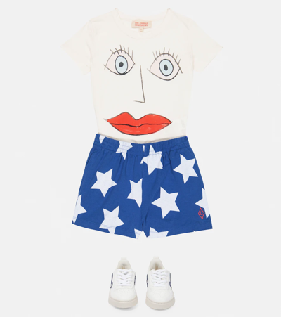 The Animals Observatory Star Print Cotton Sweat Shorts In Blue