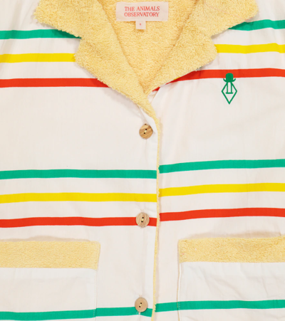 Shop The Animals Observatory Whale Cotton Shirt Jacket In White + Yellow