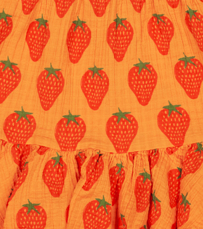 Shop Bobo Choses Printed Cotton Skirt In Orange