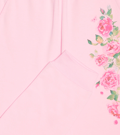 Shop Monnalisa Printed Cotton-blend Sweatpants In Rosa Fairy Tale