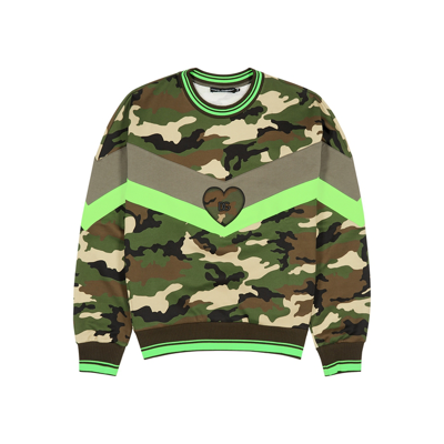 Dolce & Gabbana Logo-plaque Camouflage-print Sweatshirt In Multicoloured