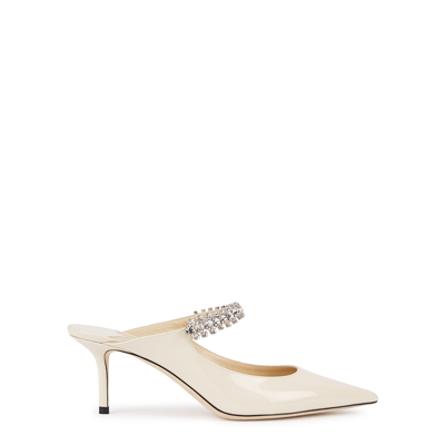 Shop Jimmy Choo Bing 65 Off-white Patent Leather Mules In Off White