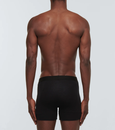 Shop Balenciaga Logo Cotton-blend Boxer Briefs In Black