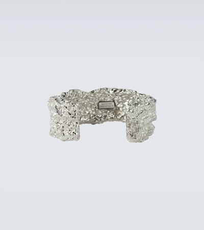 Shop Balenciaga Alu Cuff Bracelet In Shiny Silver