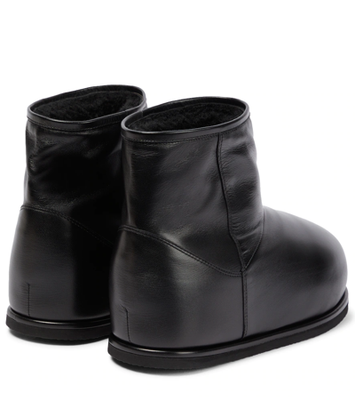 Shop Amina Muaddi Heidi Leather Ankle Boots In Black