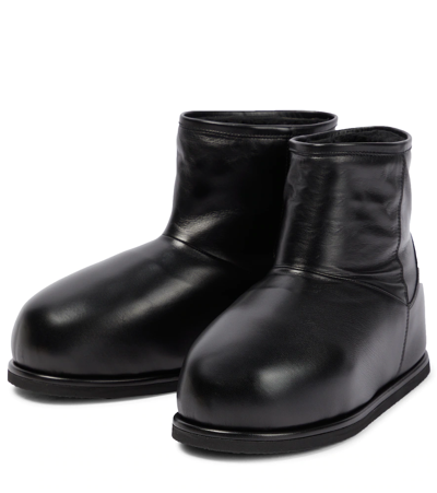 Shop Amina Muaddi Heidi Leather Ankle Boots In Black