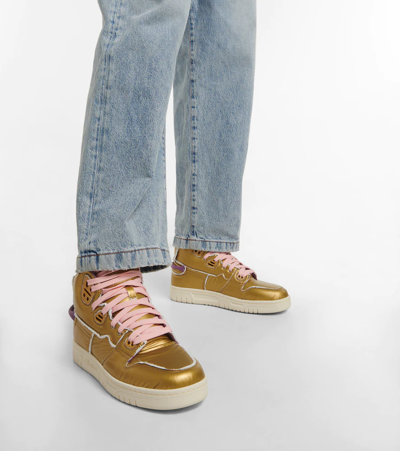 Shop Acne Studios High-top Sneakers In Gold/purple