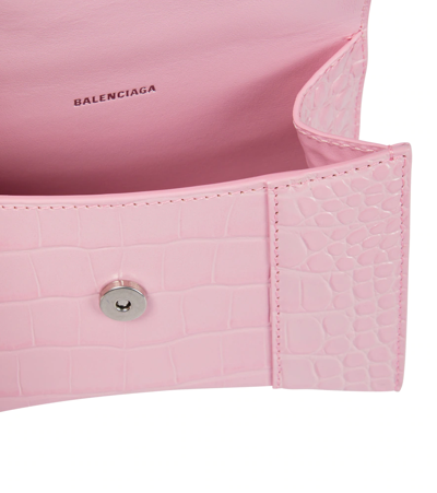 Shop Balenciaga Hourglass Xs Leather Crossbody Bag In Candy Pink