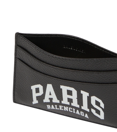 Shop Balenciaga Cities Leather Card Holder In Black/l White Paris