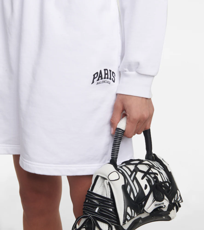 Shop Balenciaga Cities Paris Cotton Shorts In White/black W