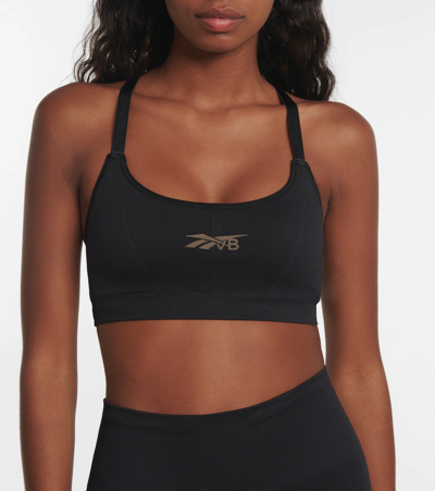 Shop Victoria Beckham Logo Sports Bra In Black