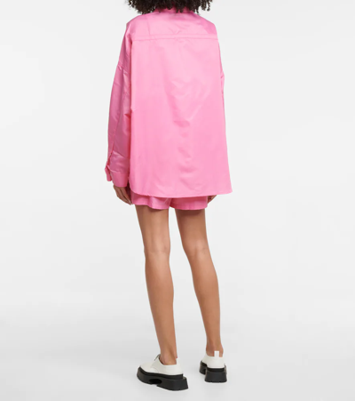 The Frankie Shop Perla Shirt Jacket And Shorts Set In Hot Pink