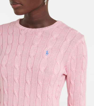 Shop Polo Ralph Lauren Cable-knit Cotton Sweater In Caramel Pink