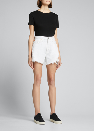 Shop Citizens Of Humanity Annabelle Long Vintage Relaxed Shorts In Whitesides Sof