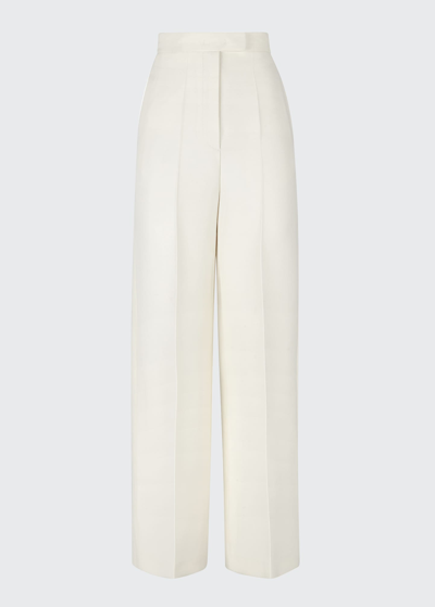 Shop Fendi Wool Wide-leg Pants In White