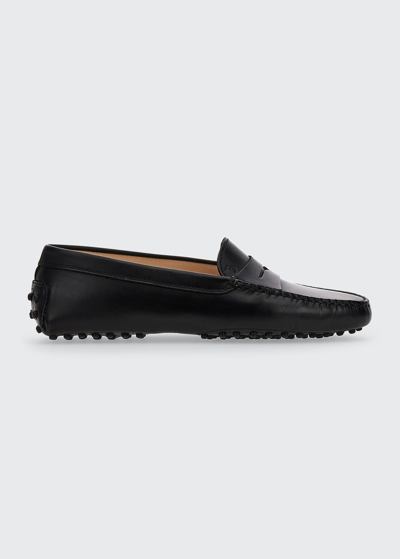 Shop Tod's Gommini Leather Driver Penny Loafers In Black