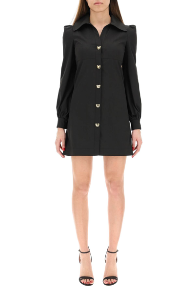 Shop Moschino Shirt Dress With Teddy Bear Buttons In Black