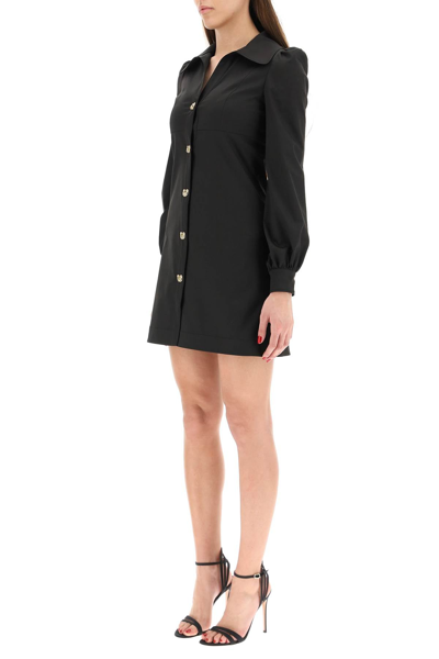 Shop Moschino Shirt Dress With Teddy Bear Buttons In Black