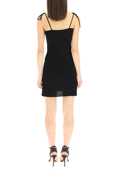 Shop Off-white Jersey Twisted Mini Dress In Black