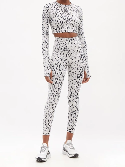 Adidas By Stella Mccartney Leopard-print High-waist Leggings In White |  ModeSens