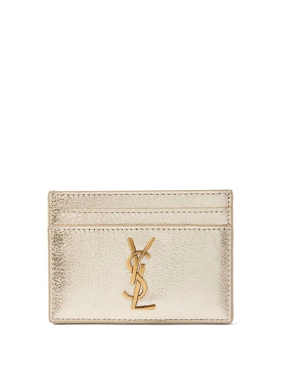 Saint Laurent Card Holder Case - Metallic Gold Leather Wallet YSL