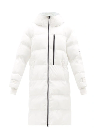 Adidas By Stella Mccartney Logo-print Long Puffer Jacket In White | ModeSens
