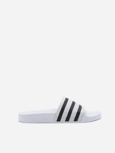 Shop Adidas Originals Adilette Slides With Textured Inserts In White