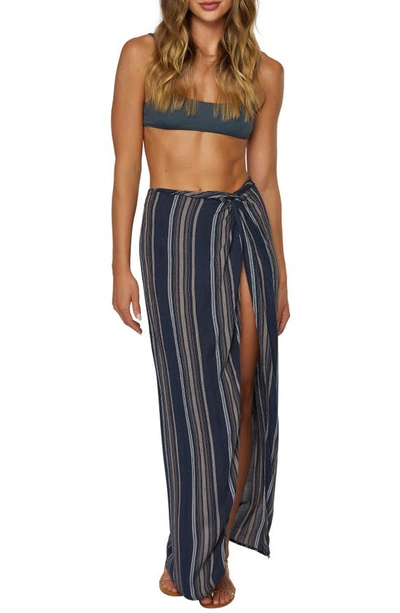 Shop O'neill Hanalei Stripe Cover-up Skirt In Slate