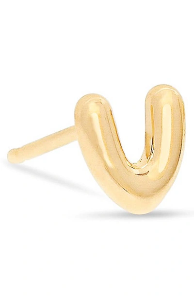 Shop Stone And Strand Mini Bubble Initial Gold Stud Earring In Yellow Gold - V