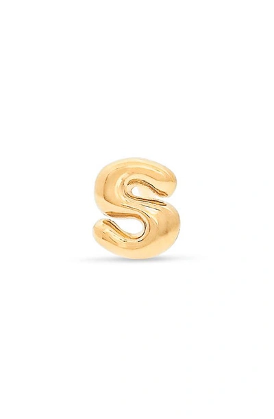 Shop Stone And Strand Mini Bubble Initial Gold Stud Earring In Yellow Gold - S