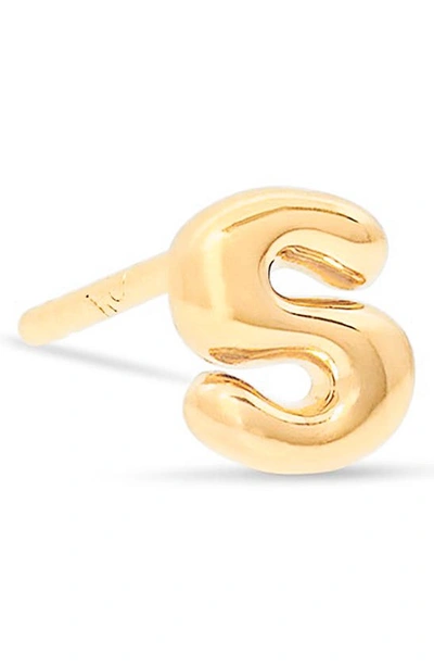 Shop Stone And Strand Mini Bubble Initial Gold Stud Earring In Yellow Gold - S