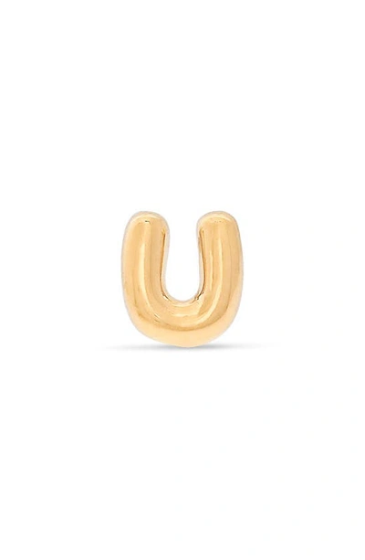 Stone And Strand Mini Bubble Initial Gold Stud Earring In Yellow Gold - U