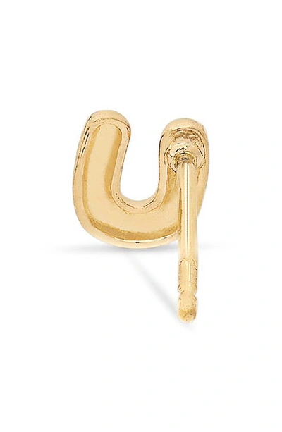 Stone And Strand Mini Bubble Initial Gold Stud Earring In Yellow Gold - U