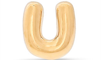 Stone And Strand Mini Bubble Initial Gold Stud Earring In Yellow Gold - U