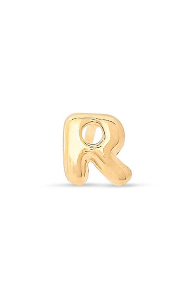 Shop Stone And Strand Mini Bubble Initial Gold Stud Earring In Yellow Gold - R