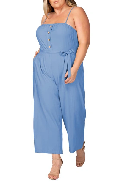 Shop Standards & Practices Tie Waist Sleeveless Wide Leg Jumpsuit In Bleach Blue