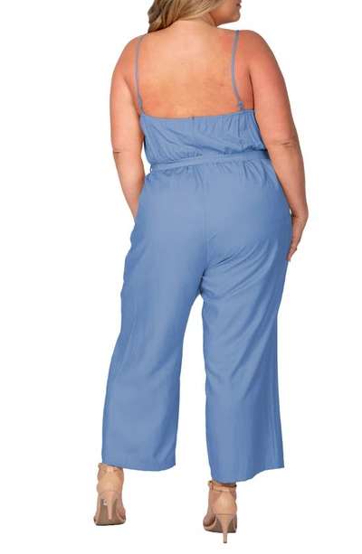Standards & Practices Tie Waist Sleeveless Wide Leg Jumpsuit In Bleach Blue