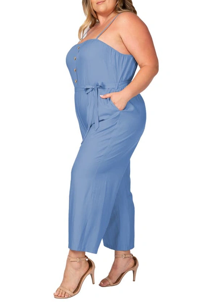 Standards & Practices Tie Waist Sleeveless Wide Leg Jumpsuit In Bleach Blue