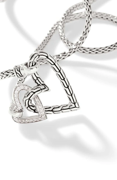 John Hardy Manah Interlocking Pavé Diamond Heart Necklace In Silver
